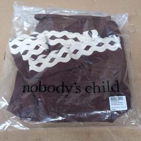 BAGGED NOBODYS CHILD RICK RACK RACER SHORTS IN BROWN - UK 14
