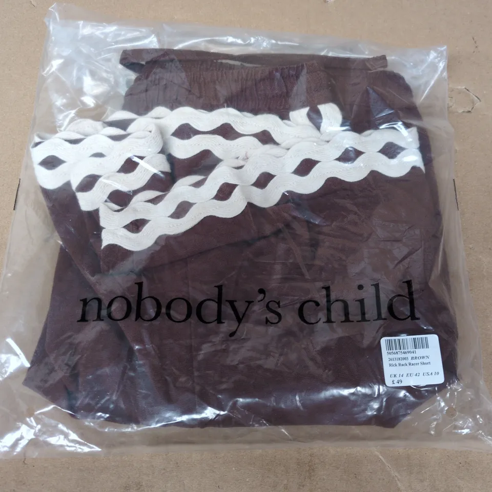 BAGGED NOBODYS CHILD RICK RACK RACER SHORTS IN BROWN - UK 14