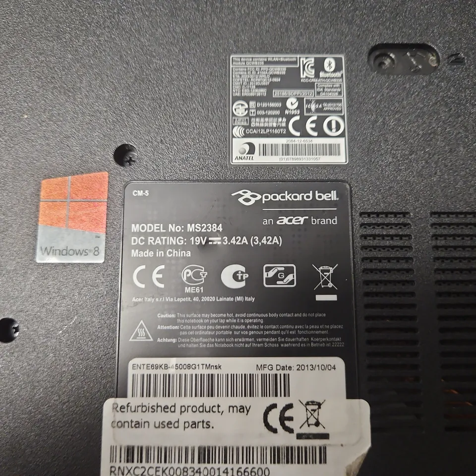 PACKARD BELL CM-5 MS2384 LAPTOP (ACER BRAND) WINDOWS 8