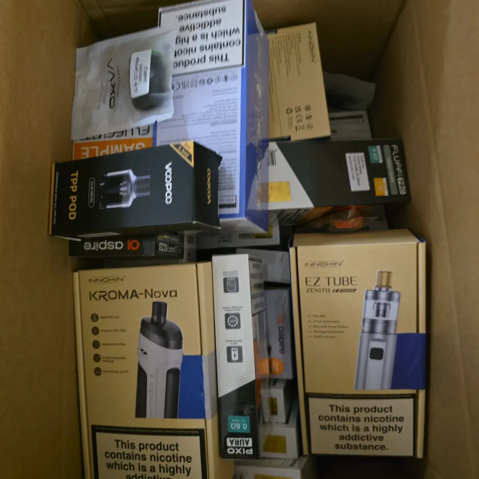 APPROXIMATELY 15 ASSORTED E-CIGARETTE PRODUCTS TO INCLUDE - INNOKIN, VOO POO, ASPIRE ETC 