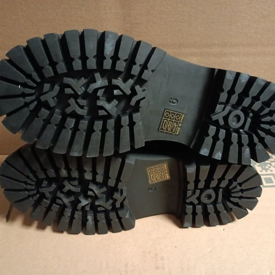 BOXED KOI BLACK STUDDED LEATHER LACE-UP SHOES WITH CHUNKY PLATFORM SOLE - 6