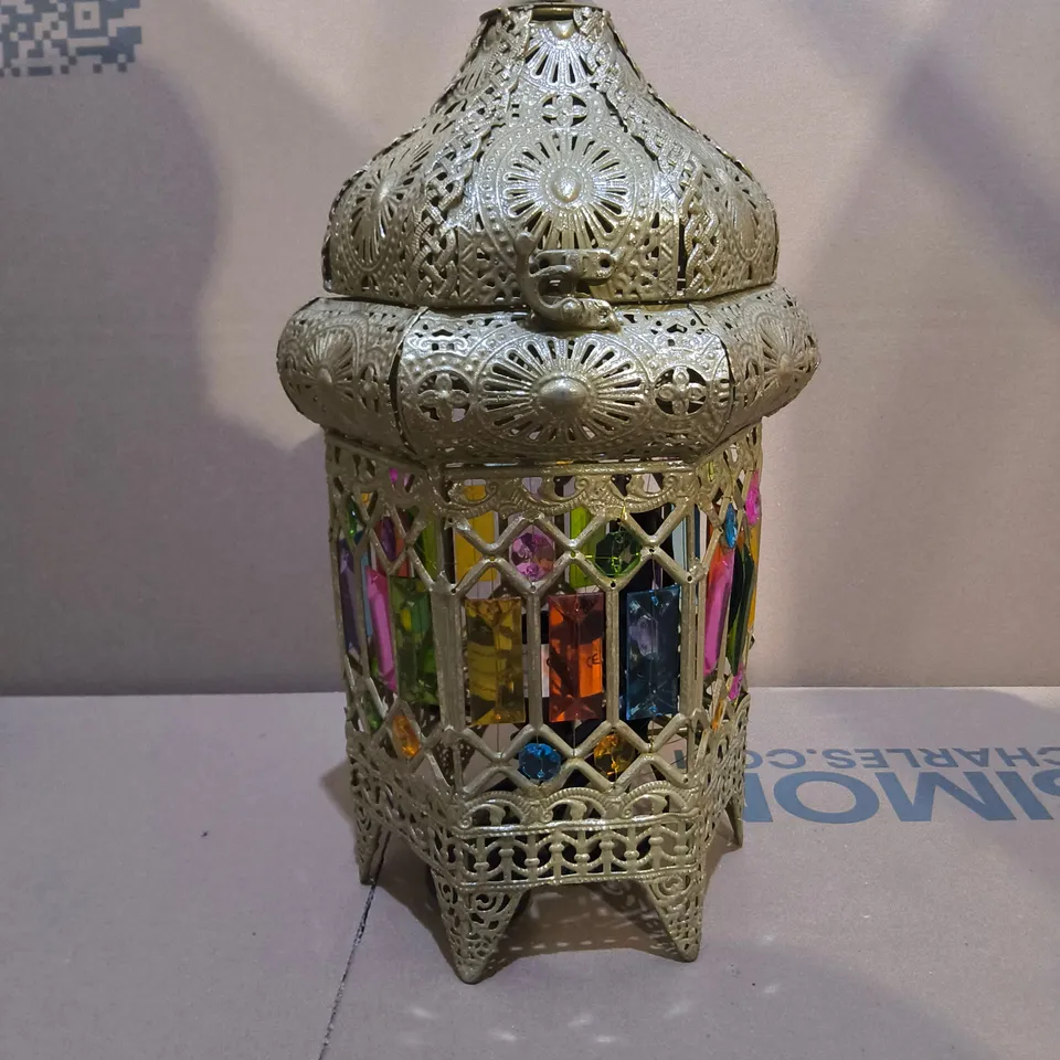 ORNATE MOROCCAN-STYLE METAL LANTERN 