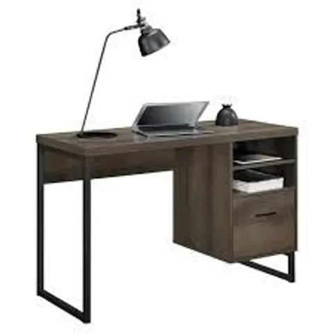 BOXED 1-DRAWER DESK IN DARK BROWN