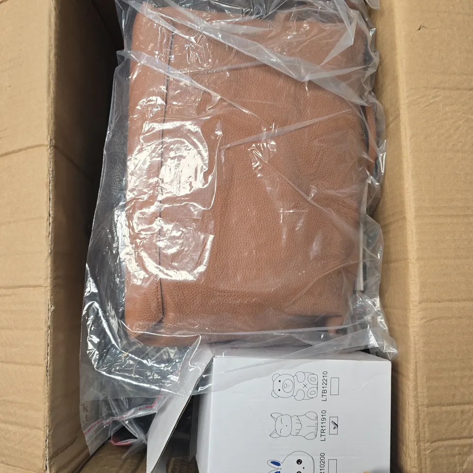 BOX OF APPROXIMATELY 15 ASSORTED ITEMS TO INCLUDE - HANDBAGS - HEADPHONE WATCH - SILICONE LAMP - ETC - COLLECTION ONLY 