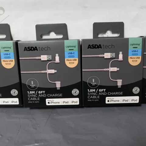 LOT OF 22 BRAND NEW 4-PACK BOXES OF 1.8M SYNC AND CHARGE CABLES - 88 TOTAL PIECES