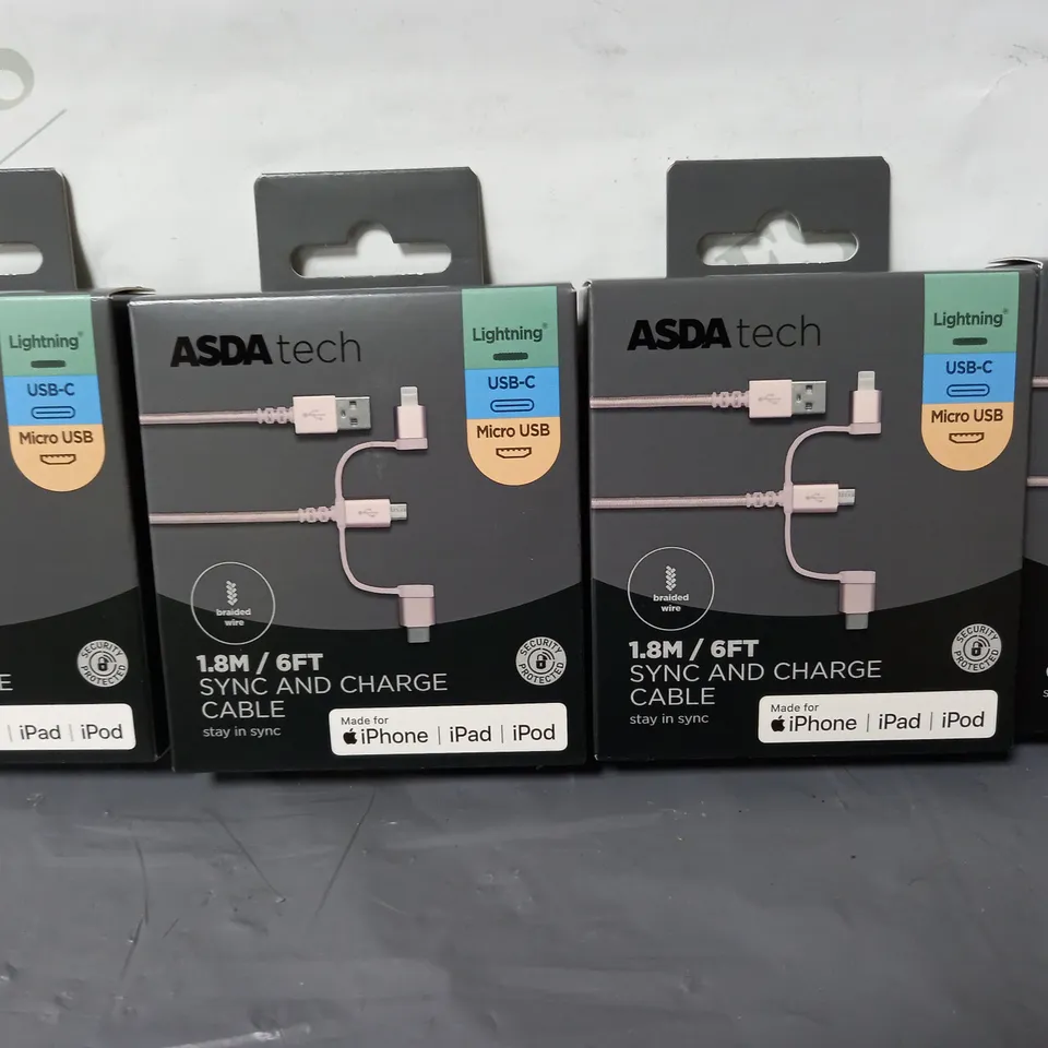 LOT OF 22 BRAND NEW 4-PACK BOXES OF 1.8M SYNC AND CHARGE CABLES - 88 TOTAL PIECES