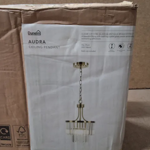 BOXED DUNELM AUDRA CEILING PENDANT – CLEAR