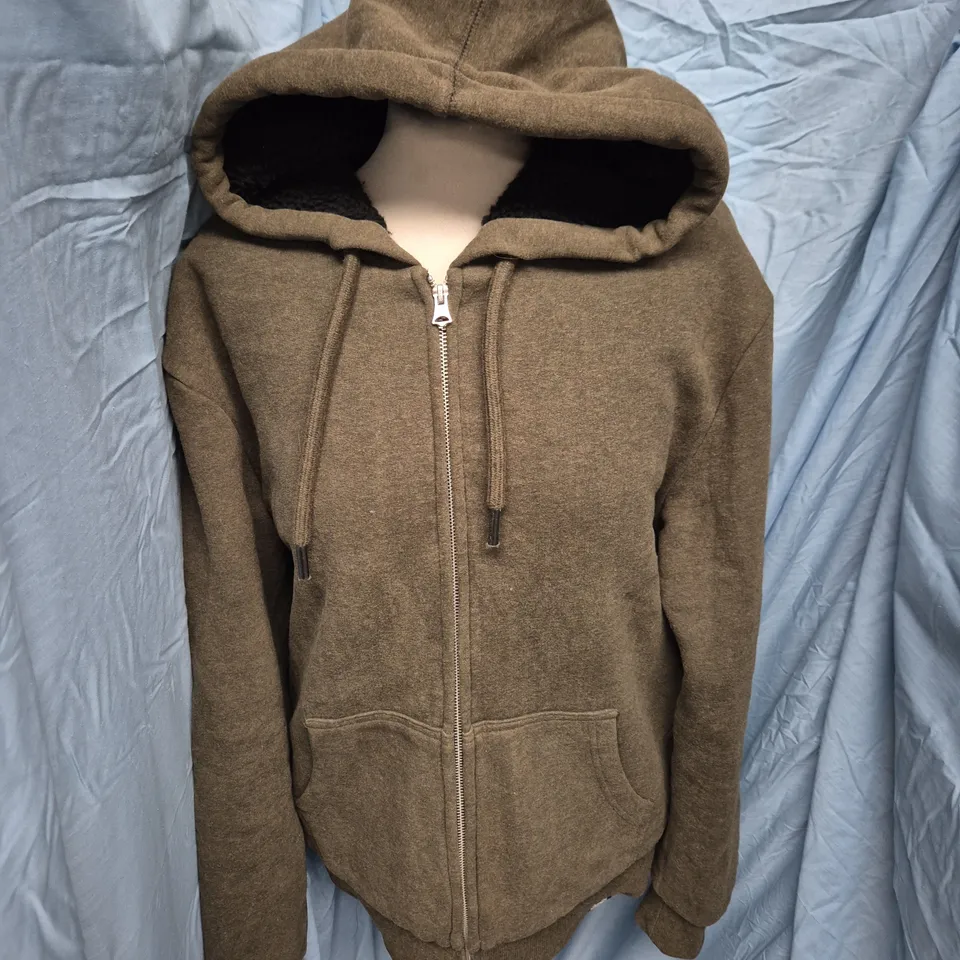 UK M SUPERDRY MACHINED GOODS ZIP HOODIE – OLIVE/KHAKI