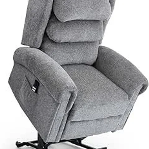 BOXED BELVOIR DUAL RISE FABRIC RECLINER CHAIR - GREY (1 BOX)