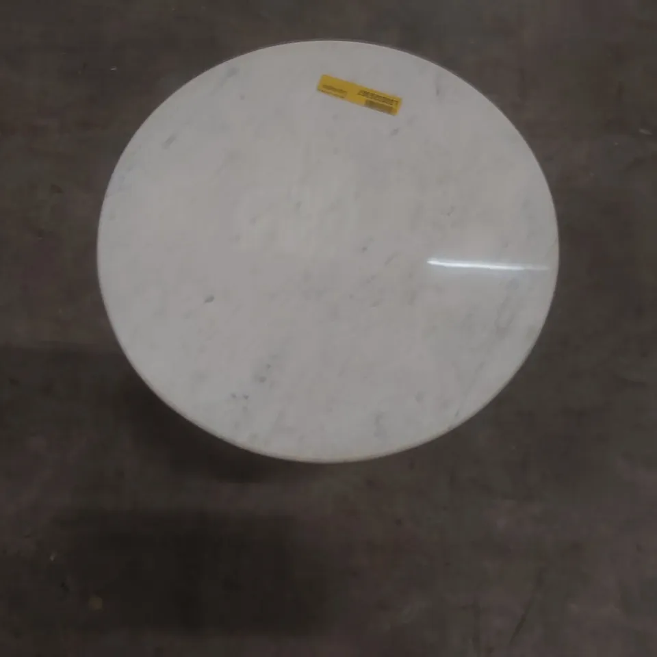 TURIN SIDE TABLE 510X510MM MARBLE TOP TABLE, BASE COLOUR: ORANGE