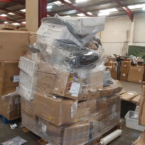 PALLET CONTAINING A LARGE ASSORTMENT OF CONSUMER PRODUCTS INCLUDING: AIGOSTAR STANDING FANS, WAFFLE MAKER, PET COOLING MAT, CEILING LIGHT, FOOD DEHYDRATOR ECT