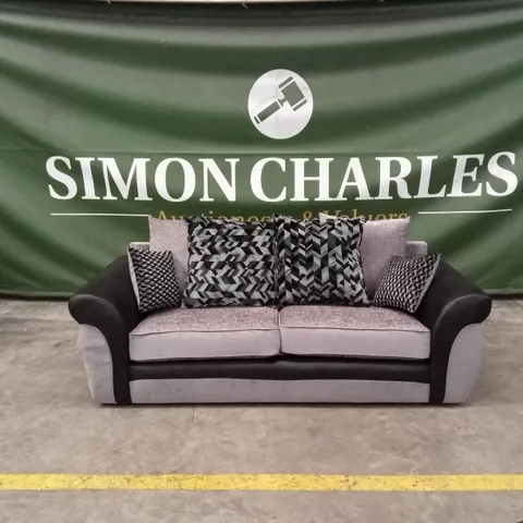 NARVA FABRIC/FAUX LEATHER 3 SEATER SOFA