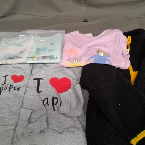 APPROXIMATELY 30 ASSORTED KIDS CLOTHING IN VARIOUS STYLES TO INCLUDE SIZES 5-6 YEARS, 2-3 YEARS, 9-12 MONTHS