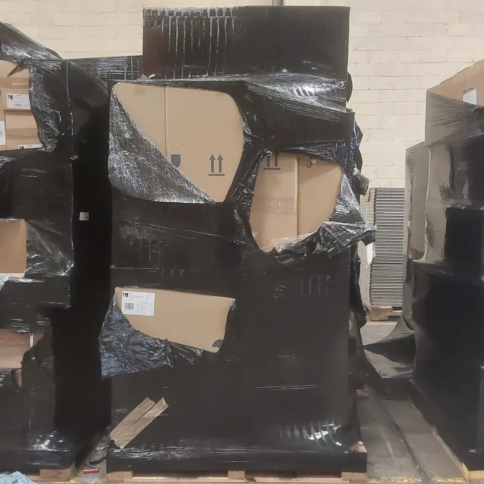 PALLET CONTAINING A LARGE QUANTITY OF BATHROOM FURNITURE PARTS INCLUDING: CALYPSO VANITY UNIT CARCASS, WALL UNIT CARCASS ECT