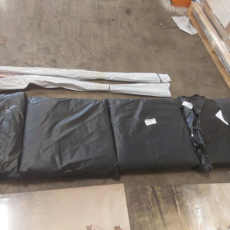 PALLET OF ASSORTED ITEMS INCLUDING: VARIOUS CANVAS ART PRINTS, ANTI WEED BARRIER FABRICS, PVC CONDUIT PIPES ECT