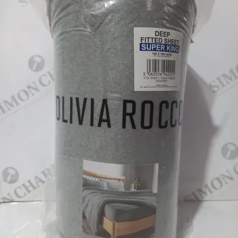 OLIVIA ROCCO DEEP FITTED SHEET IN GREY - SUPER KING SIZE