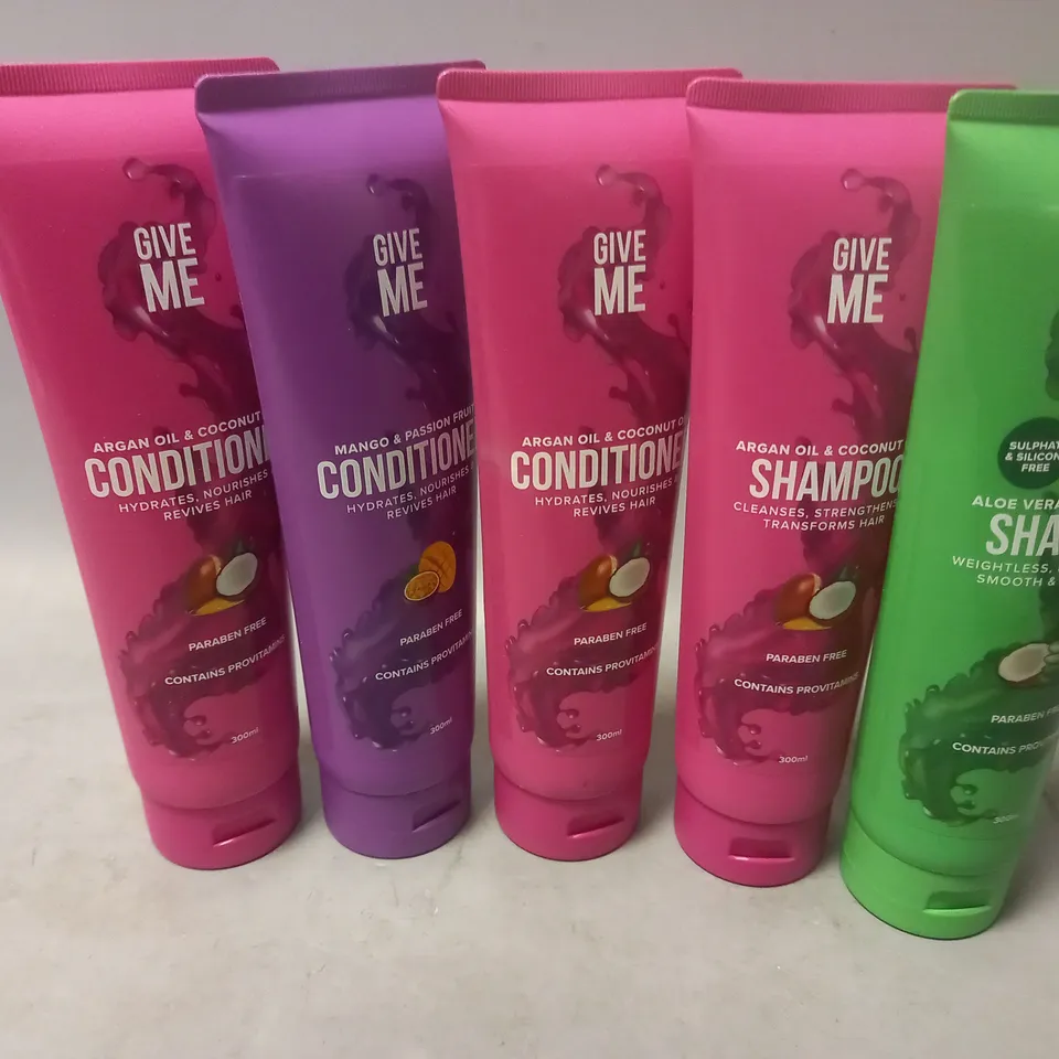 5 ASSORTED GIVE ME 300ML PRODUCTS TO INCLUDE SHAMPOO, CONDITIONER