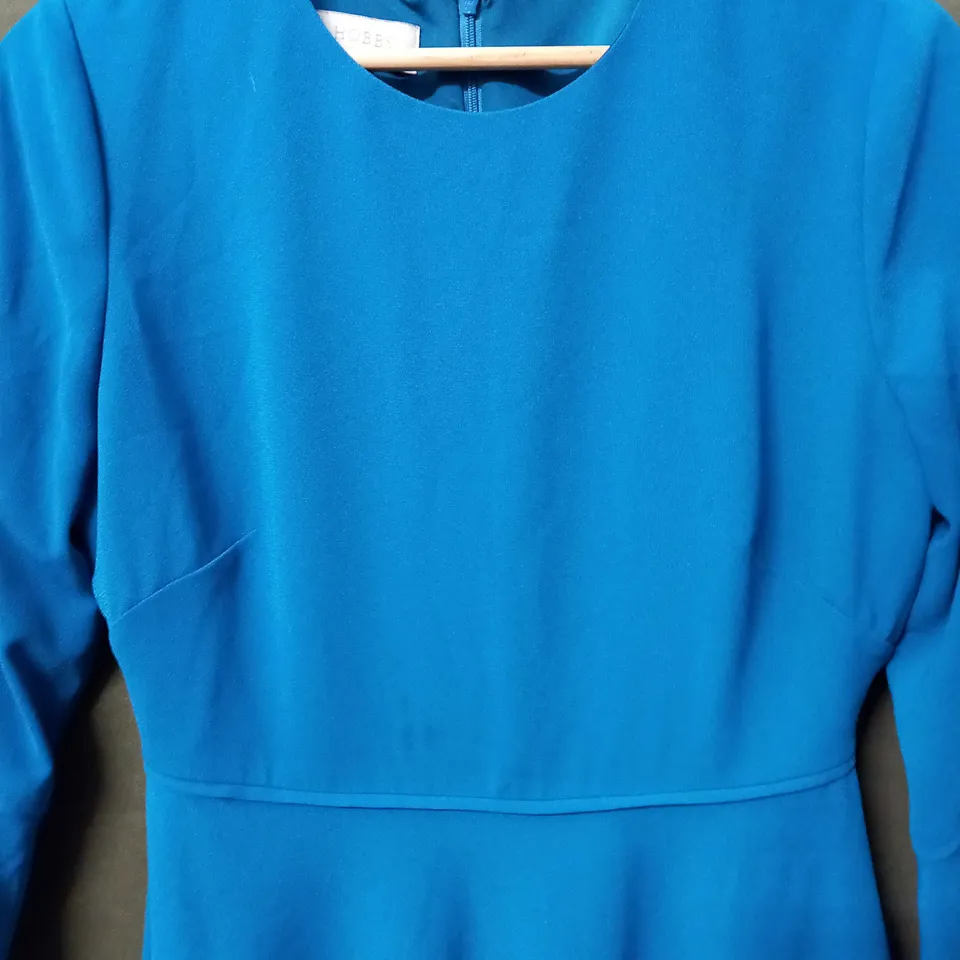 HOBBS LONDON HALF SLEEVE SHIRT DRESS IN BLUE - UK 12