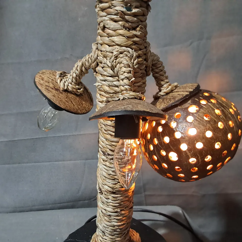 WOOD AND JUTE 36CM COCONUT TREE TABLE LAMP