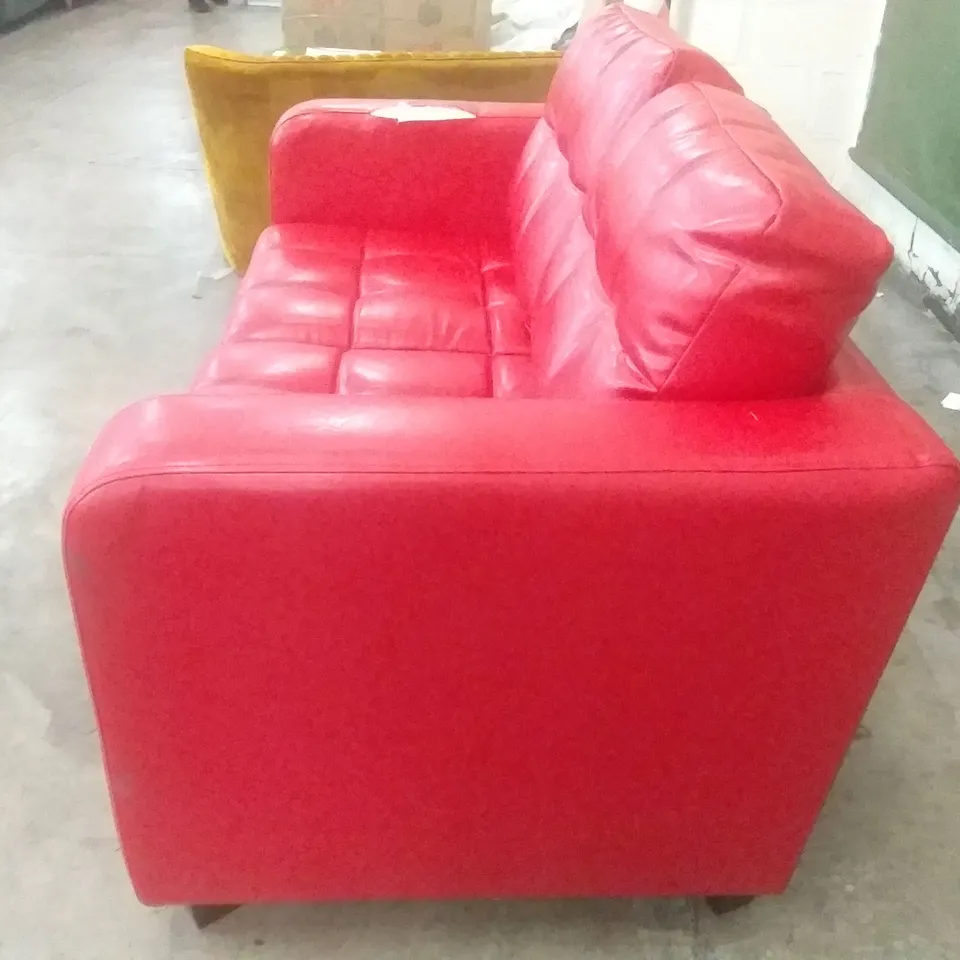 QUALITY DESIGNER SLF 2 SEATER SOFA - RED LEATHER