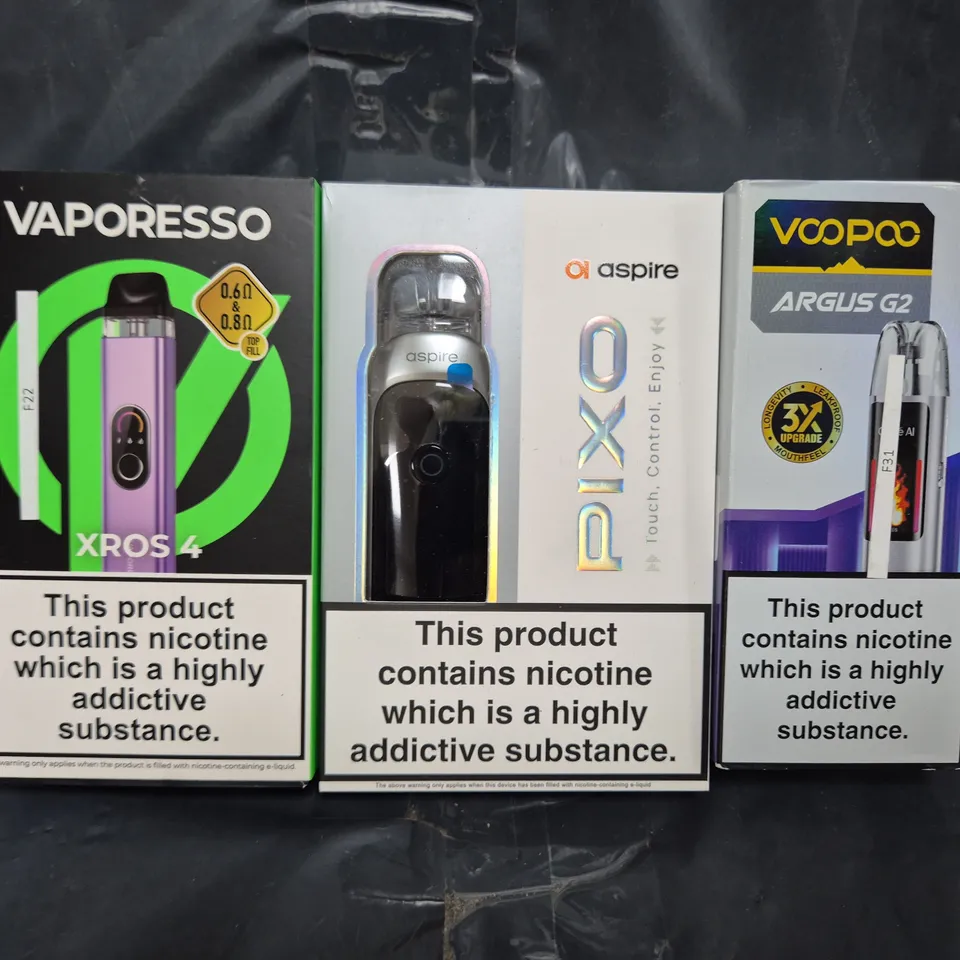 BOX OF APPROXIMATELY 20 ASSORTED VAPING ITEMS AND PRODUCTS TO INCLUDE VAPORESSO, ASPIRE, ETC