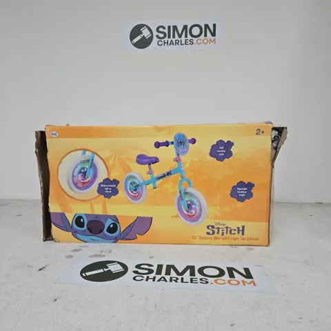DISNEY STITCH 12" BALANCE BIKE WITH LIGHT UP WHEELS – BOXED