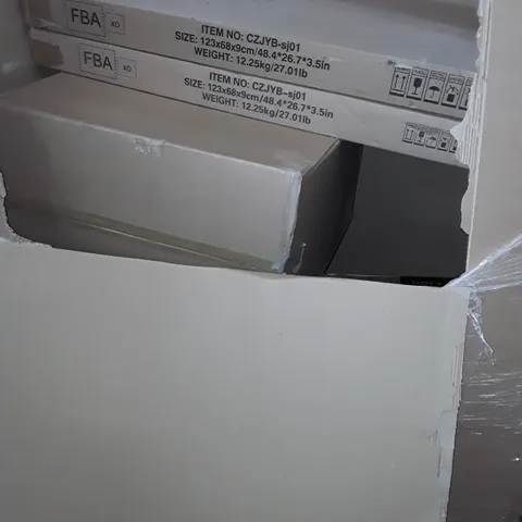 UNPROCESSED PALLET OF ASSORTED ITEMS TO INCLUDE BOXED DESKS, REALLY USEFUL BOX AND WALL MOUNT