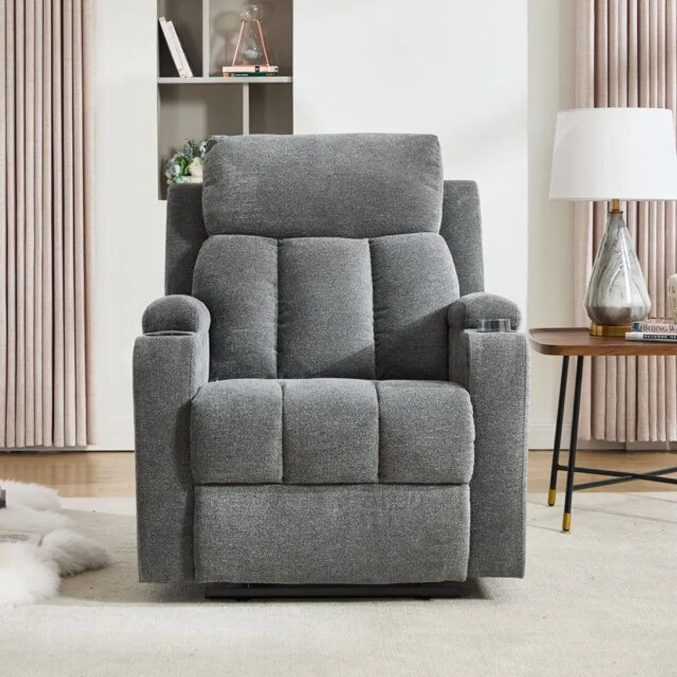 BOXED 3-POSITION ADJUSTABLE MANUAL RECLINER WITH CUP HOLDERS (2 BOXES)