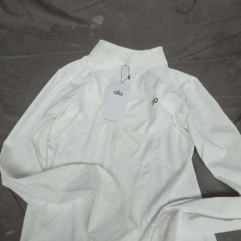 ALO YOGA CREAM HALF-ZIP PERFORMANCE PULLOVER - L