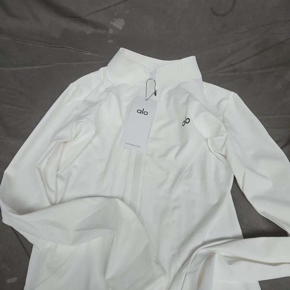 ALO YOGA CREAM HALF-ZIP PERFORMANCE PULLOVER - L
