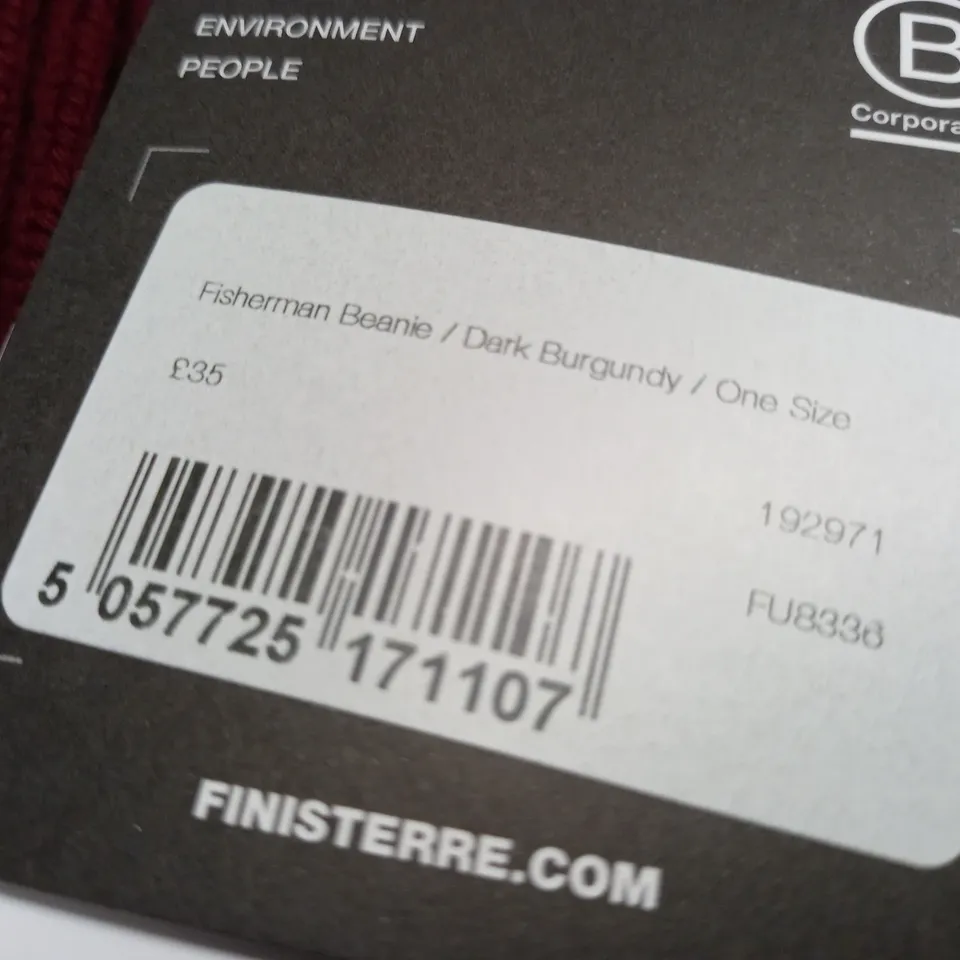 FINISTERRE FISHERMANS BEANIE IN DARK BURGHUNDY - 