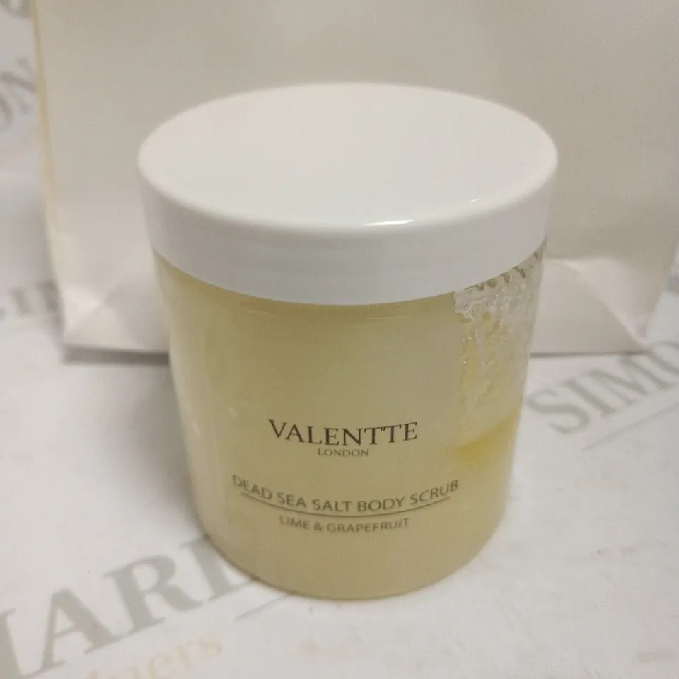 BAGGED VALENTTE LONDON DEAD SEA SALT BODY SCRUB LIME AND GRAPEFRUIT 315G