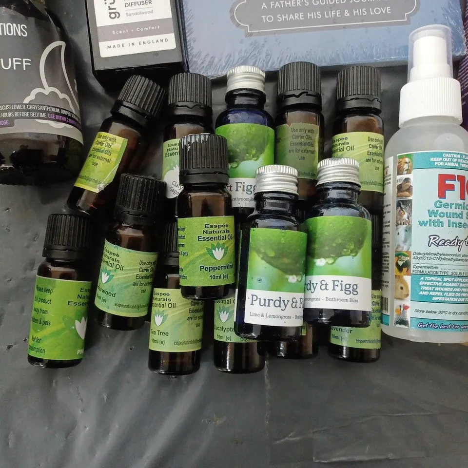 LOT CONTAINING SEVERAL DEFUSER OILS, AIR FRESHENER, SUPER GLUE ETC.