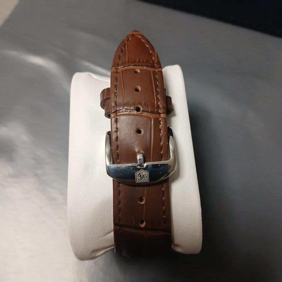 BENYAR BY-5163M ALL SOLID STAINLESS STEEL SILVER DIAL WATCH WITH BROWN STRAP