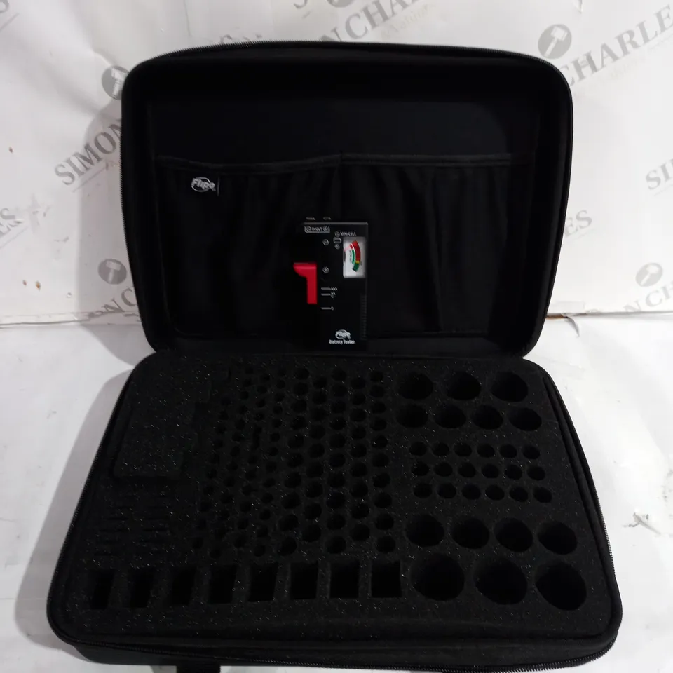 OUTLET FLIPO BATTERY ORGANISER STORAGE CASE WITH BATTERY TESTER