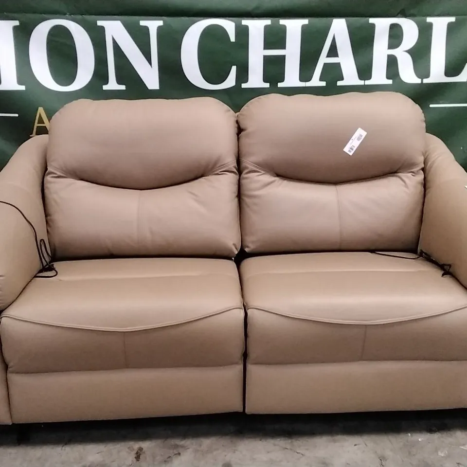 QUALITY BRITISH DESIGNER G PLAN MANUFACTURED JACKSON 3 SEATER ELECTRIC RECLINER DBL SOFA  - CAMBRIDGE SAND LEATHER 