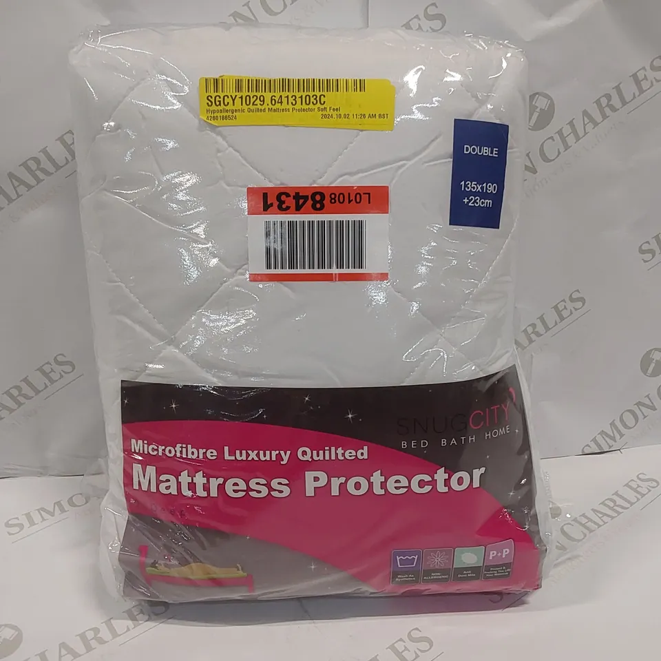 BAGGED HYPOALLERGENIC QUILTED MATTRESS PROTECTOR // SIZE: DOUBLE 