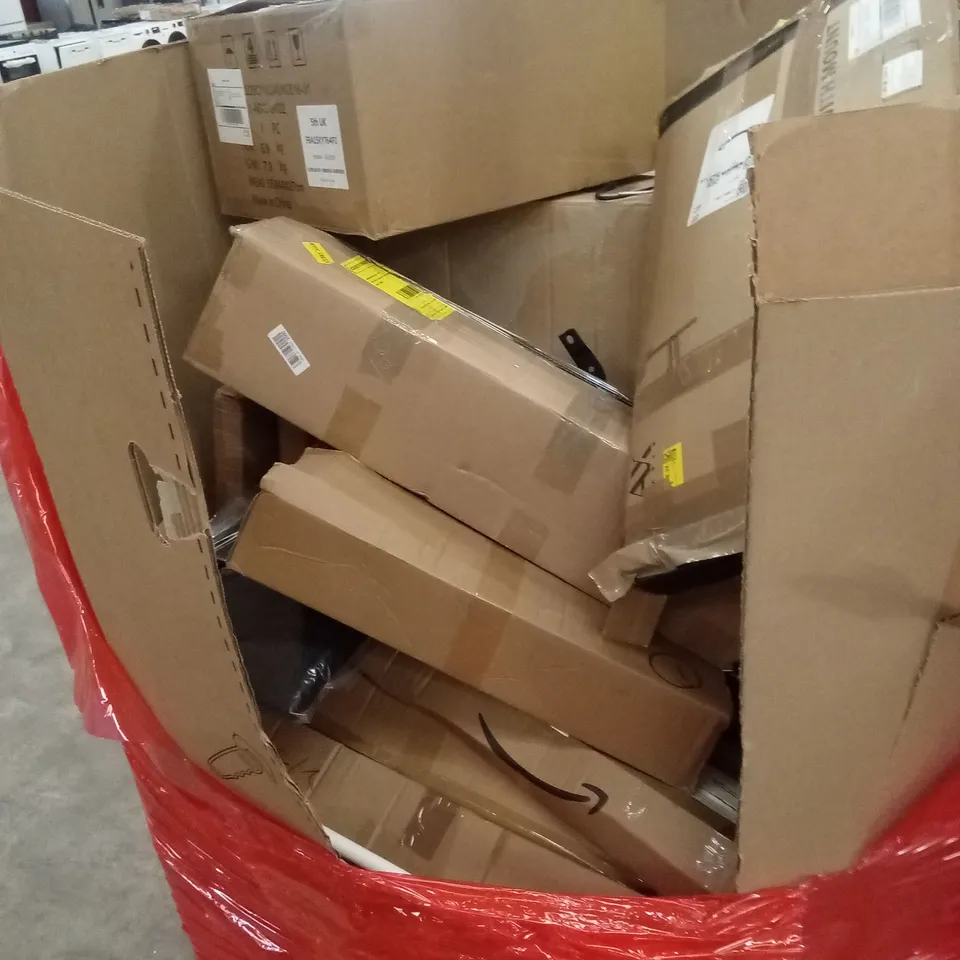 PALLET OF ASSORTED HOUSEHOLD GOODS AND PRODUCTS TO INCLUDE; TRAMPOLINE, HOLLYWOOD MAKEUP MIRROR ETC
