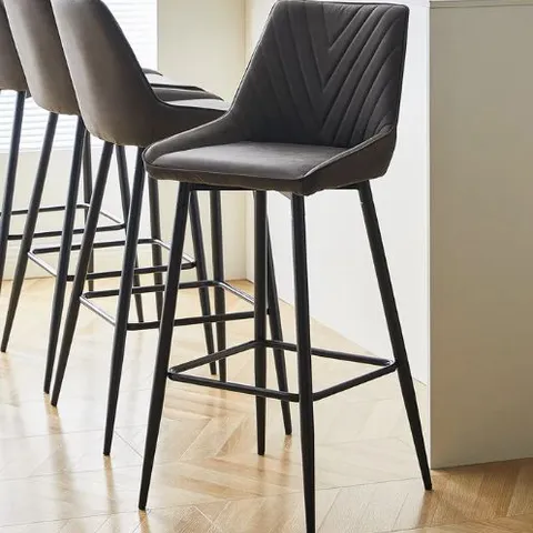 BOXED LOURDES SET OF TWO BROWN LEATHAIRE BAR STOOLS