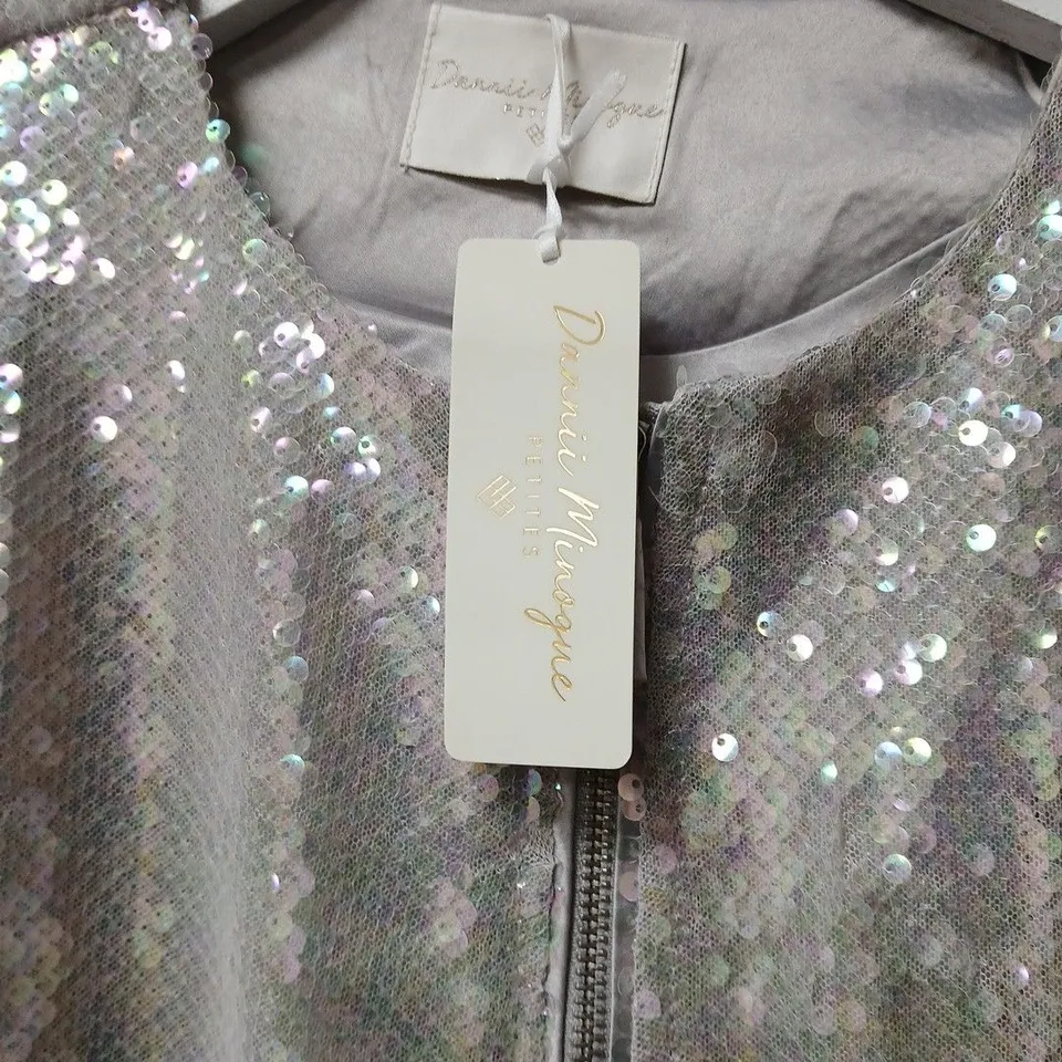 DANNII MINOGUE SEQUIN BOMBER PETITE IN SILVER COLOUR SEQUIN - SIZE 14