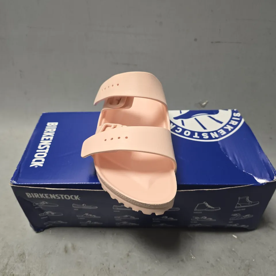 BOXED PAIR OF BIRKENSTOCK ARIZONA EVA SANDALS IN PINK - UK 5