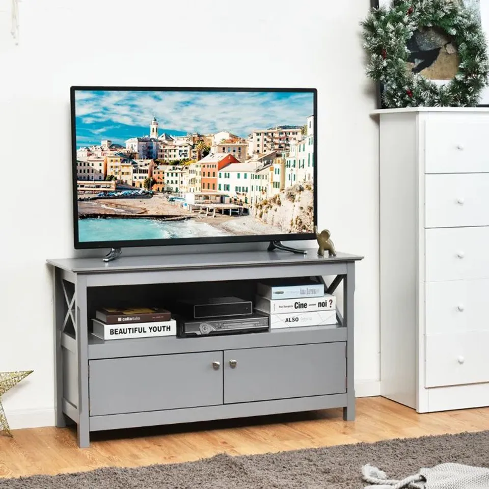 BOXED BURROUGHS TV STAND FOR TV'S UP TO 50"