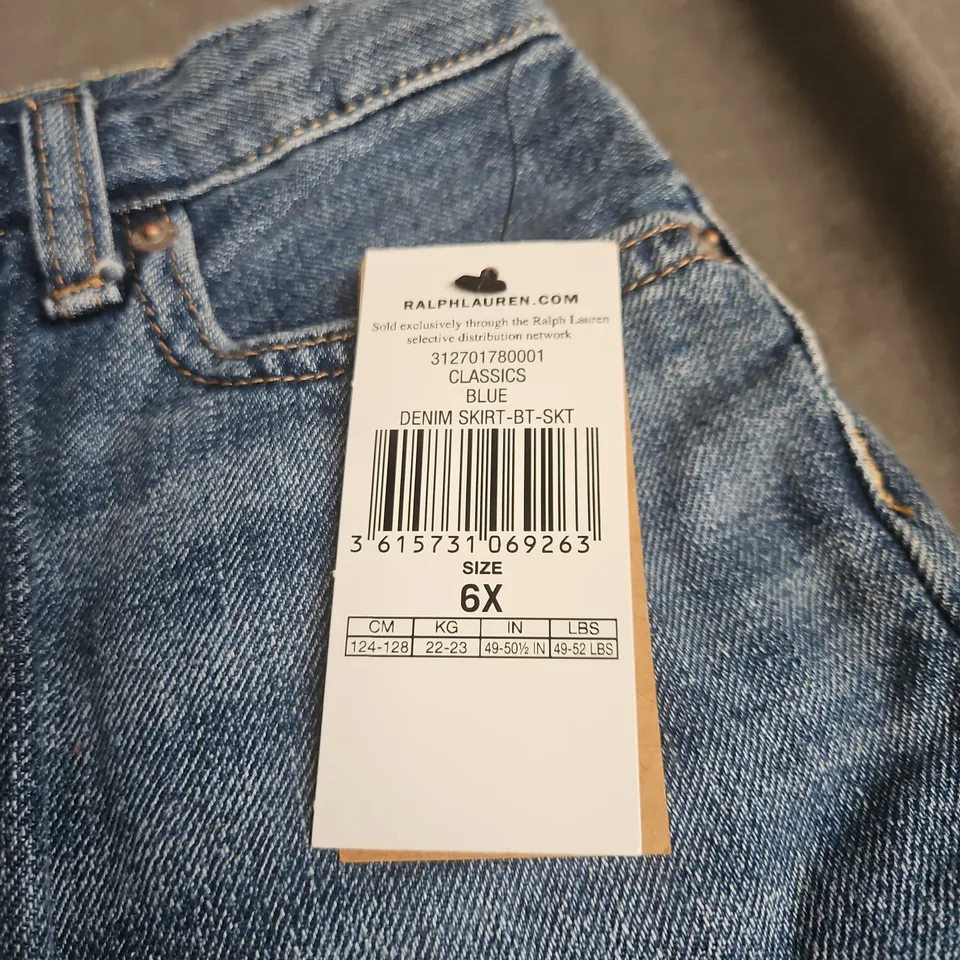 RALPH LAUREN CLASSICS BLUE DENIM SKIRT – KIDS, SIZE 6X