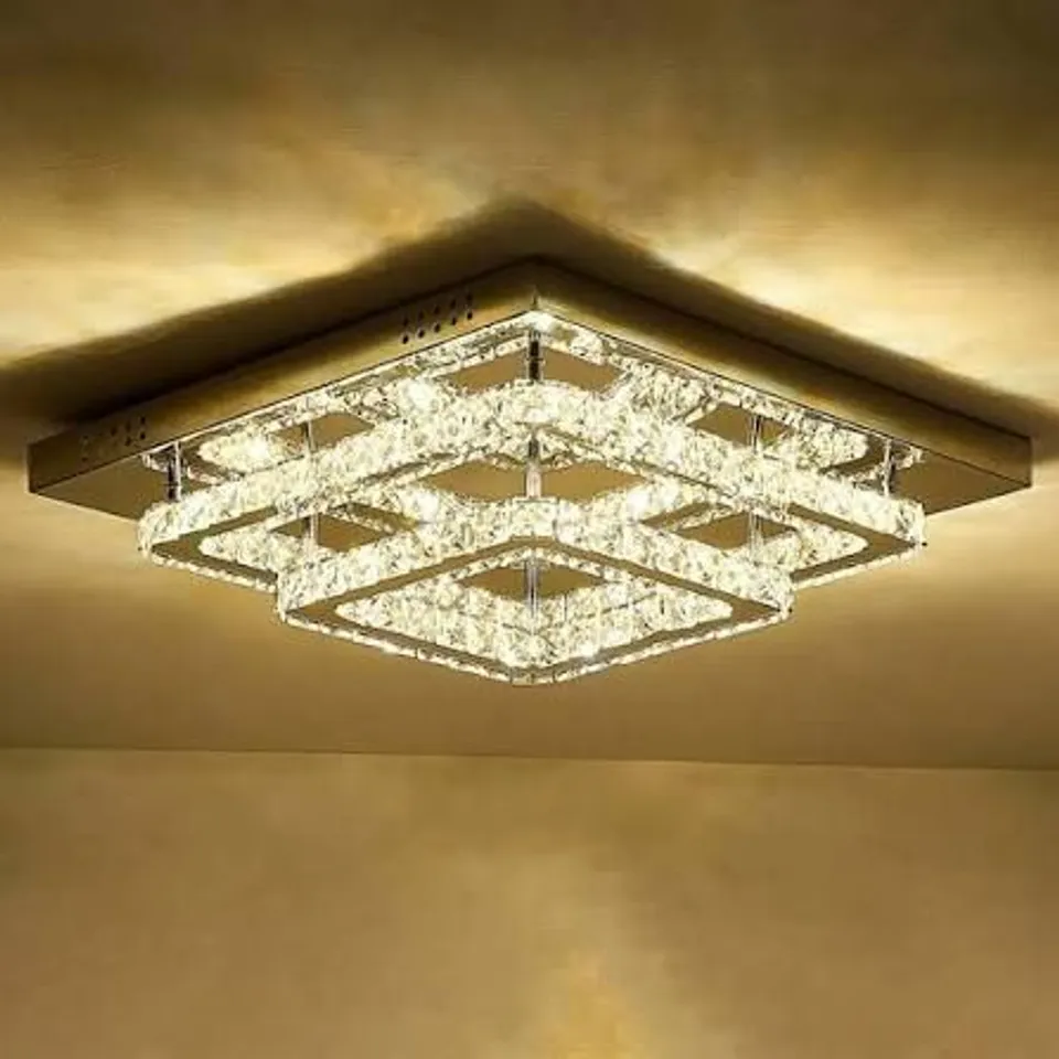 BOXED LIVING AND HOME SQUARE CRYSTAL LED CEILING LIGHT