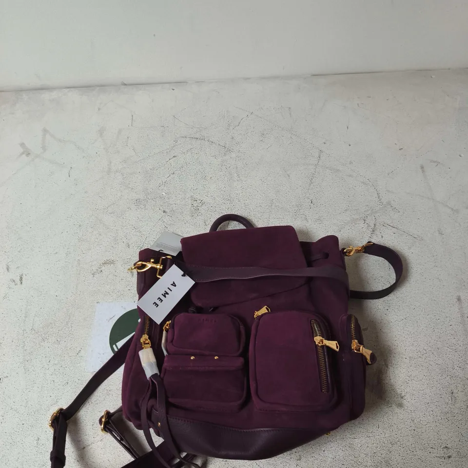 AIMEE KESTENBERG PURPLE SUEDE HANDBAG WITH GOLD HARDWARE