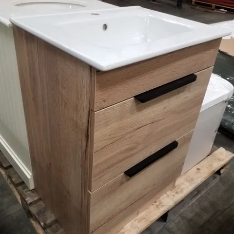 BRAND NEW 2 DRAWER VANITY UNIT WITH BASIN - 590×450×850MM