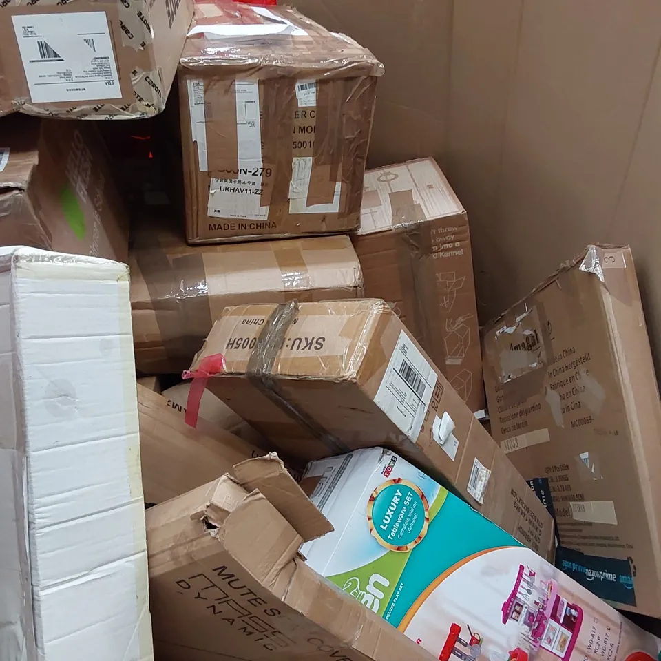 PALLET OF HOUSEHOLD ITEMS AND CONSUMER GOODS TO INCLUDE: RCA 32" ROKU TV, ADJUSTABLE LAPTOP DESK, AUTO BABY SWING CHAIR, EUREKA VACUUM CLEANER, HOLLYWOOD MAKEUP MIRROR ECT