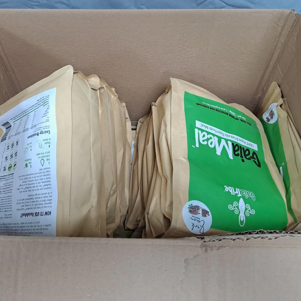 BOX OF APPROXIMATELY 10 GAIA MEAL 100% VEGAN DRINKABLE SUPERFOODS MEAL - DARK COCOA - 1200G