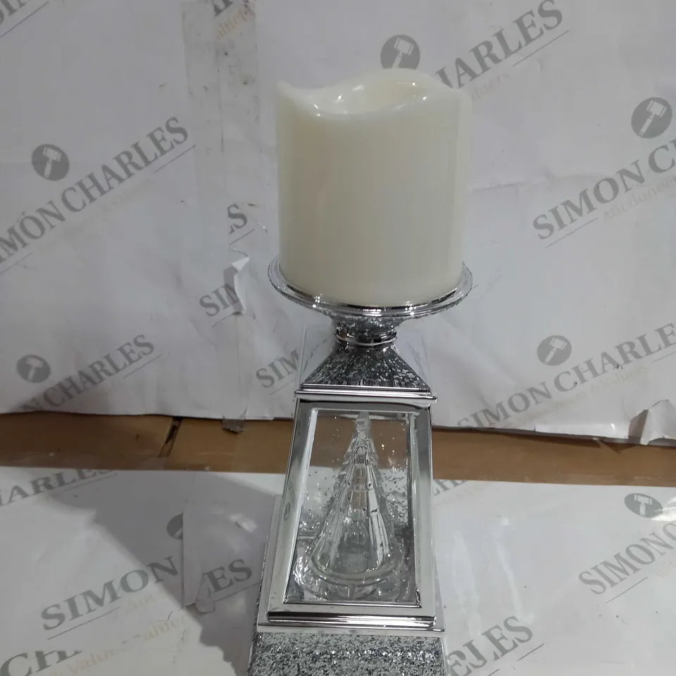 BOXED JULIEN MACDONALD FLAMELESS SWIRLING GLITTER CHRISTMAS TREE CANDLE HOLDER