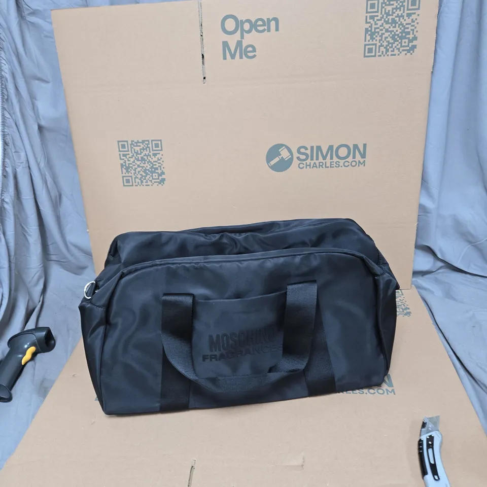 MOSCHINO FRAGRANCES BLACK DUFFLE BAG WITH HANDLES